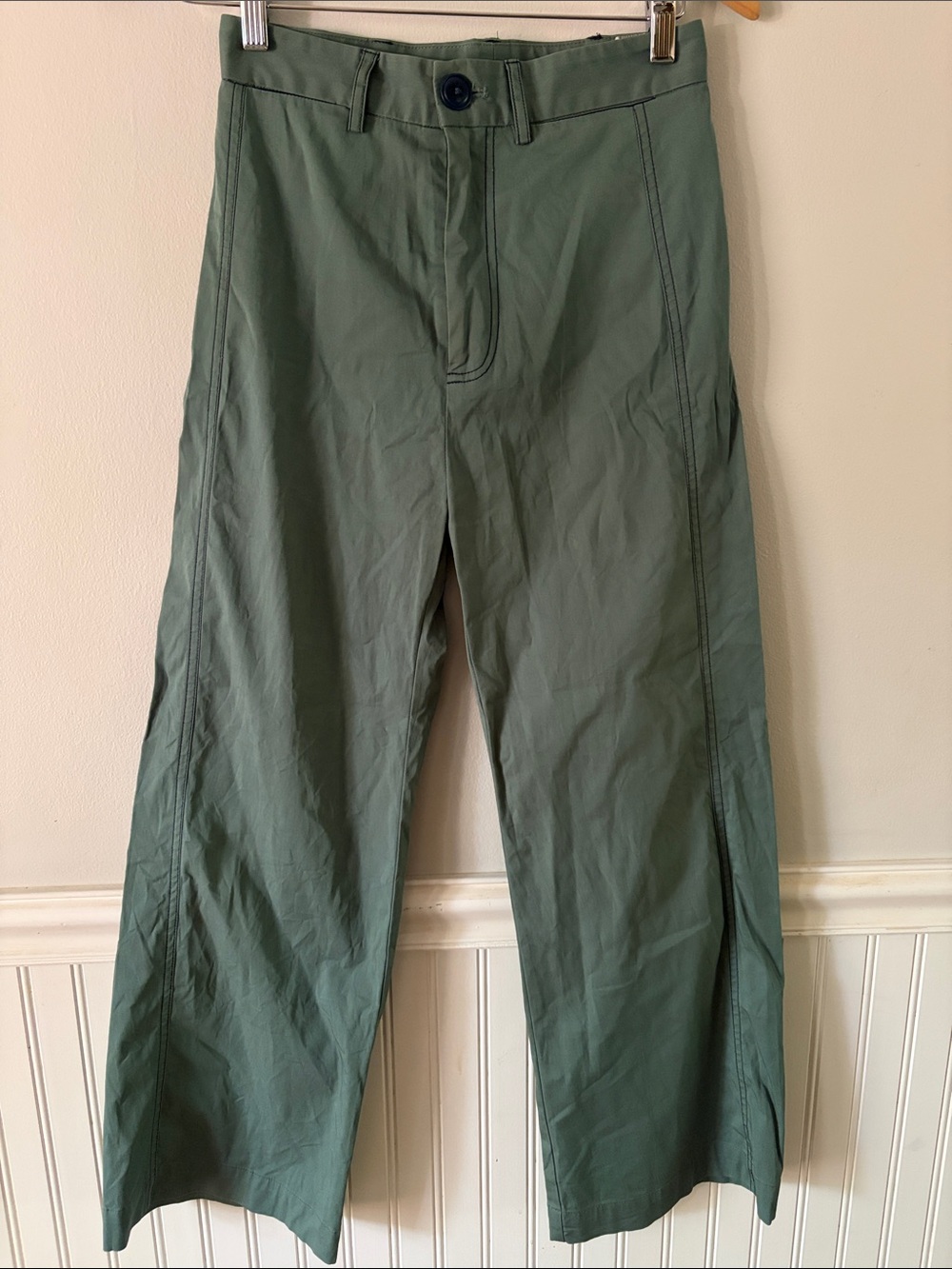 Sea New York Green Casual Cotton Wide-Leg Pants